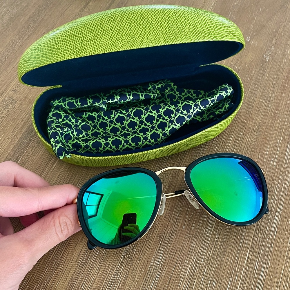 C. Wonder Mirrored Aviator Sunglasses in Blue/Green